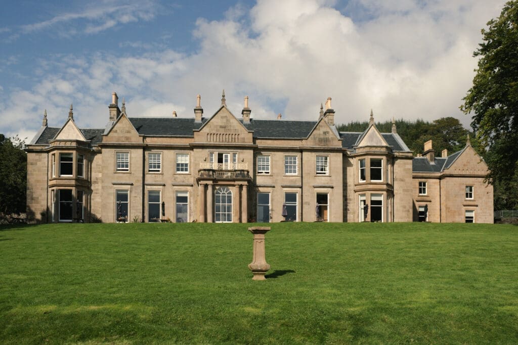 Raasay House Hotel view from the front lawn. Hotel opening hours.